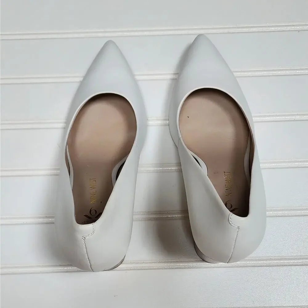 NWOT Nine West Astoria 9x9 Women's Block Heel Pumps Size 7.5 White - Picture 2 of 10